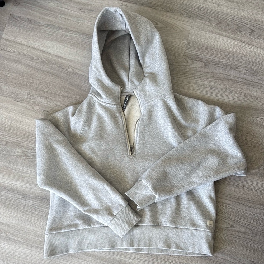 Vuori Restore Half Zip Hoodie, Fleece Pullover, Light Heather Grey